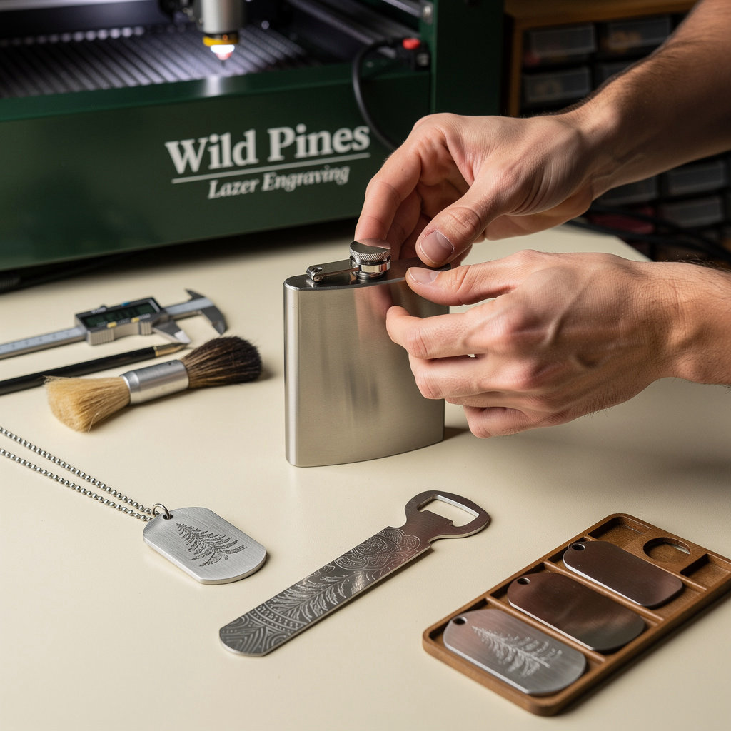 Wild Pines Lazer Engraving expert craftspeople demonstrating professional laser engraving quality and precision on custom items